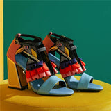 Fiona - Bunte High-Heel-Sandalen mit Verzierungen