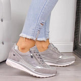 Isa - Orthopädische Schuhe Moderne Metallic-Casual-Sneaker | Sneaker aus Wildleder und Mesh mit bequemer Passform