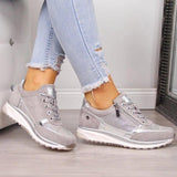 Isa - Orthopädische Schuhe Moderne Metallic-Casual-Sneaker | Sneaker aus Wildleder und Mesh mit bequemer Passform