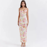 Fiona - Satin Midikleid mit Floralem Bustier