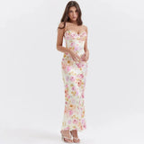 Fiona - Satin Midikleid mit Floralem Bustier