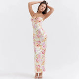Fiona - Satin Midikleid mit Floralem Bustier