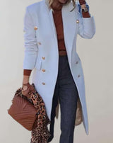 Eva - Lange gut sitzende Manteljacke mit großen goldenen Knöpfen Jacke