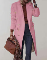 Eva - Lange gut sitzende Manteljacke mit großen goldenen Knöpfen Jacke