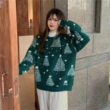 Roter Weihnachtsbaum Jacquard Pullover für Damen