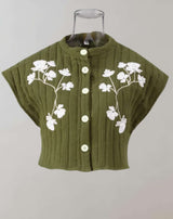 Jazz - Kurzes grünes ärmelloses Strickhemd