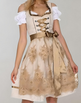 Mariane - Braun weißes Mini Schichtkleid mit