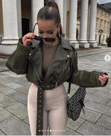 Nori | Stylische Lederjacke mit Gürtel