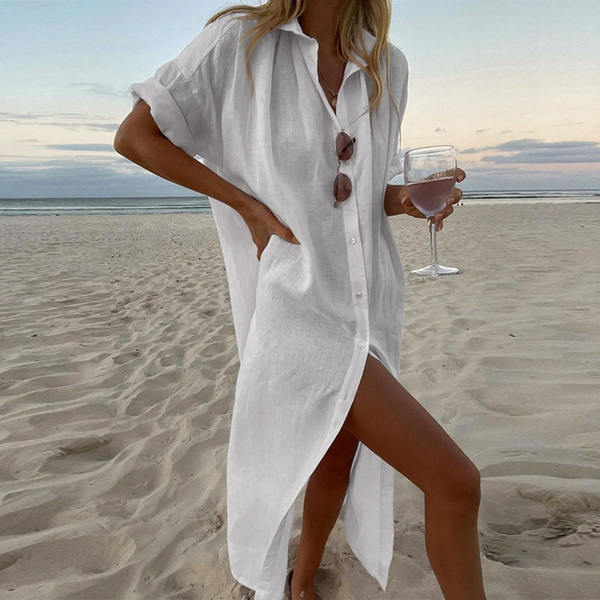 Hermosa – Schlichtes Blusenkleid aus Baumwolle mit Umschlagkragen