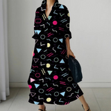 Irethel – bedrucktes, atmungsaktives Hemdblusenkleid im Business-Stil