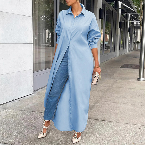 Ele – vielseitiges schlichtes Hemdblusenkleid mit Umschlagkragen