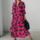Irethel – bedrucktes, atmungsaktives Hemdblusenkleid im Business-Stil