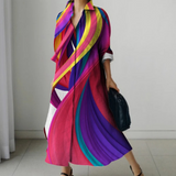 Irethel – bedrucktes, atmungsaktives Hemdblusenkleid im Business-Stil