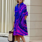 Miya – schmales Hemdkleid mit geometrischem Print und Wendekragen
