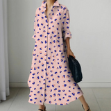 Irethel – bedrucktes, atmungsaktives Hemdblusenkleid im Business-Stil
