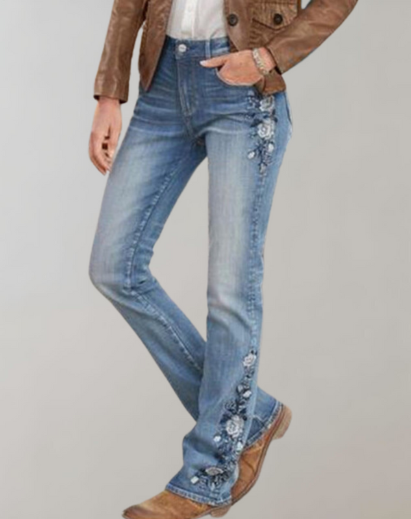 Yana™ - Bestickte Jeans mit mittlerer Taille