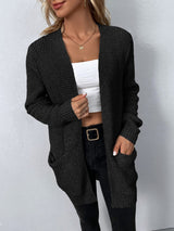 Damen Strickcardigan mit offener Front – Lässiger und bequemer Langarm-Cardigan für den Alltag