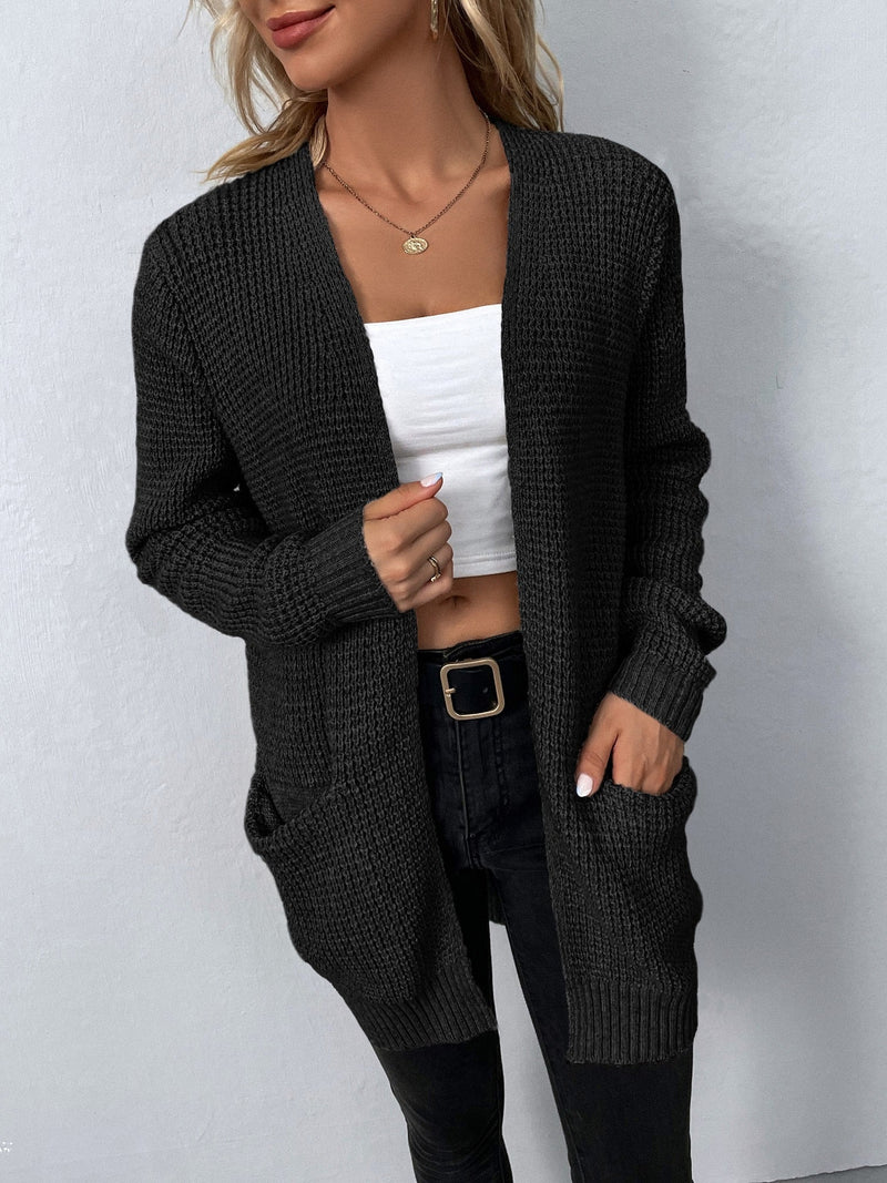 Damen Strickcardigan mit offener Front – Lässiger und bequemer Langarm-Cardigan für den Alltag