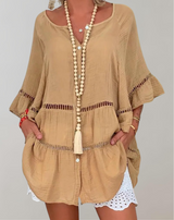 Tanja - Herbst Baumwoll-Leinen-Kleider für Frauen