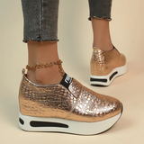 Vinn – Damen-Sneaker mit Schlangenmuster in Silber und Gold