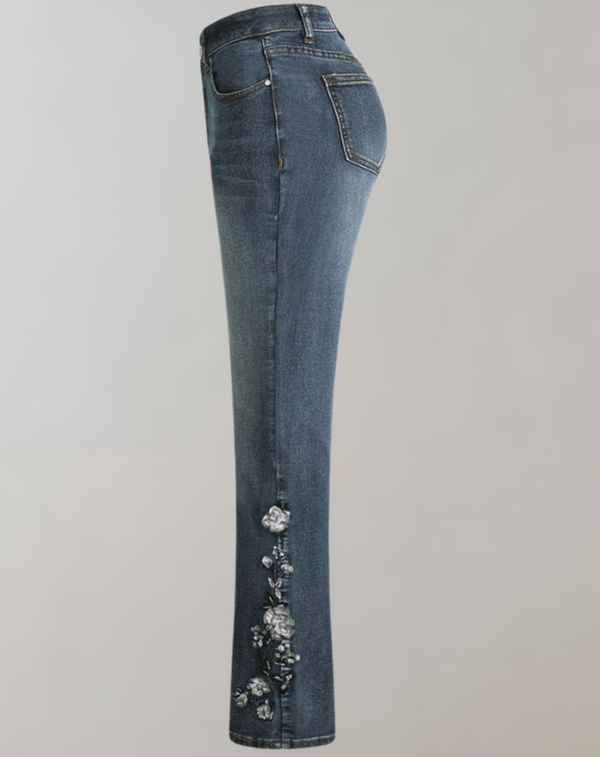 Yana™ - Bestickte Jeans mit mittlerer Taille