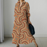 Irethel – bedrucktes, atmungsaktives Hemdblusenkleid im Business-Stil