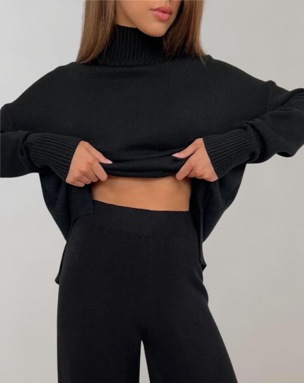Jeressa - Damen Pullover Set mit hohem Kragen