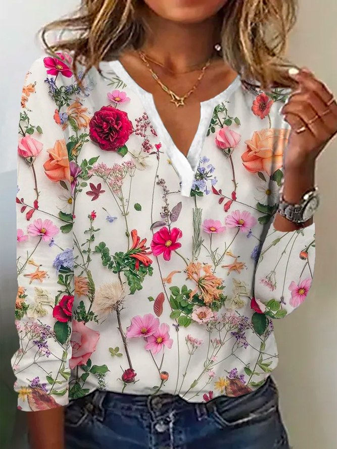 Blumenmuster Vintage Pullover für Damen
