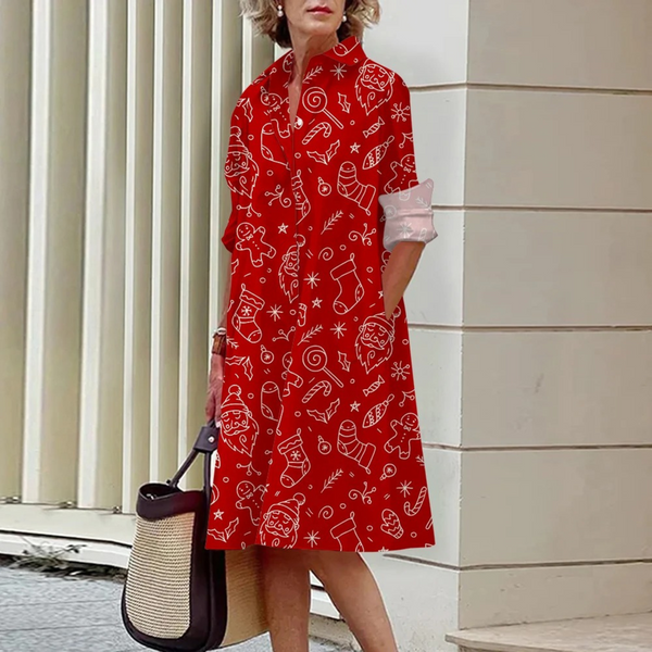 Mathilda – Gesichtsprint mit Fleece-Blusenkleid