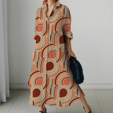 Irethel – bedrucktes, atmungsaktives Hemdblusenkleid im Business-Stil