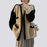 Emery - Oversized-Pullover mit kontrastierenden Bündchen
