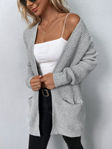 Damen Strickcardigan mit offener Front – Lässiger und bequemer Langarm-Cardigan für den Alltag
