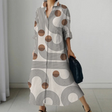 Irethel – bedrucktes, atmungsaktives Hemdblusenkleid im Business-Stil