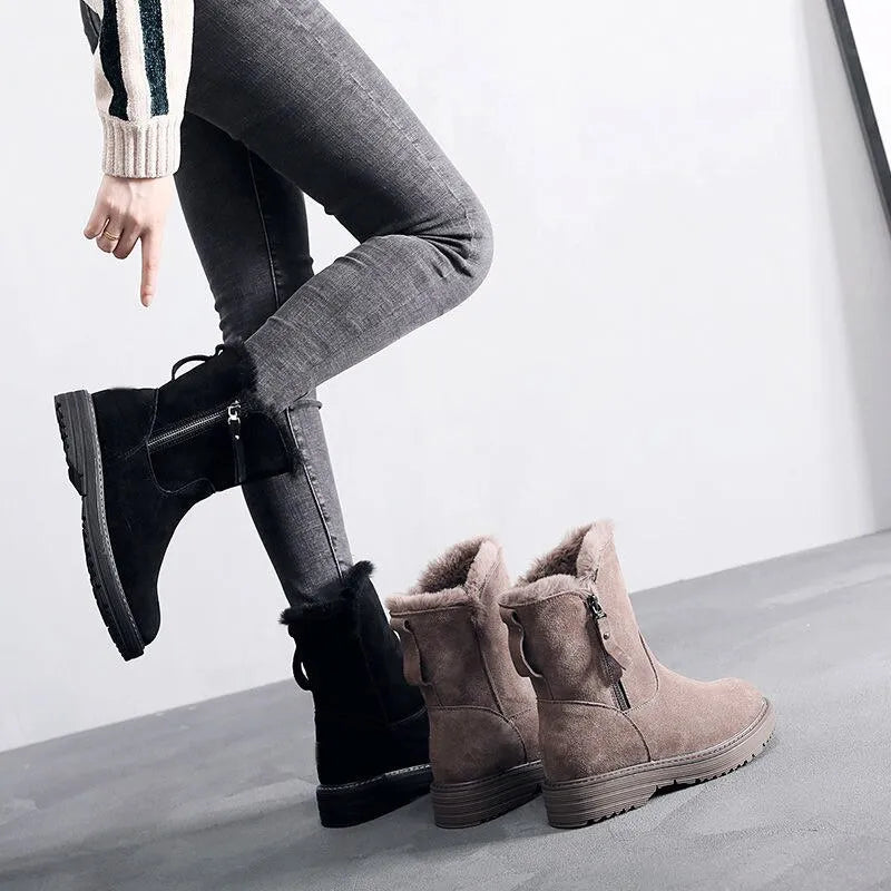 Damen Winterstiefel Warm Gefutterte Ankle Boots aus Wildlederimitat moda monica