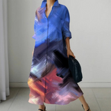 Irethel – bedrucktes, atmungsaktives Hemdblusenkleid im Business-Stil