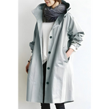 Damen Oversize Trenchcoat mit Kapuze – Lässiger, wasserabweisender Mantel in Grau für den Übergang