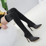 Keily | Funkelnde Stiletto-Stiefel mit Strass