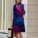 Miya – schmales Hemdkleid mit geometrischem Print und Wendekragen