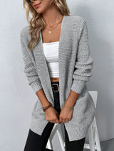 Damen Strickcardigan mit offener Front – Lässiger und bequemer Langarm-Cardigan für den Alltag