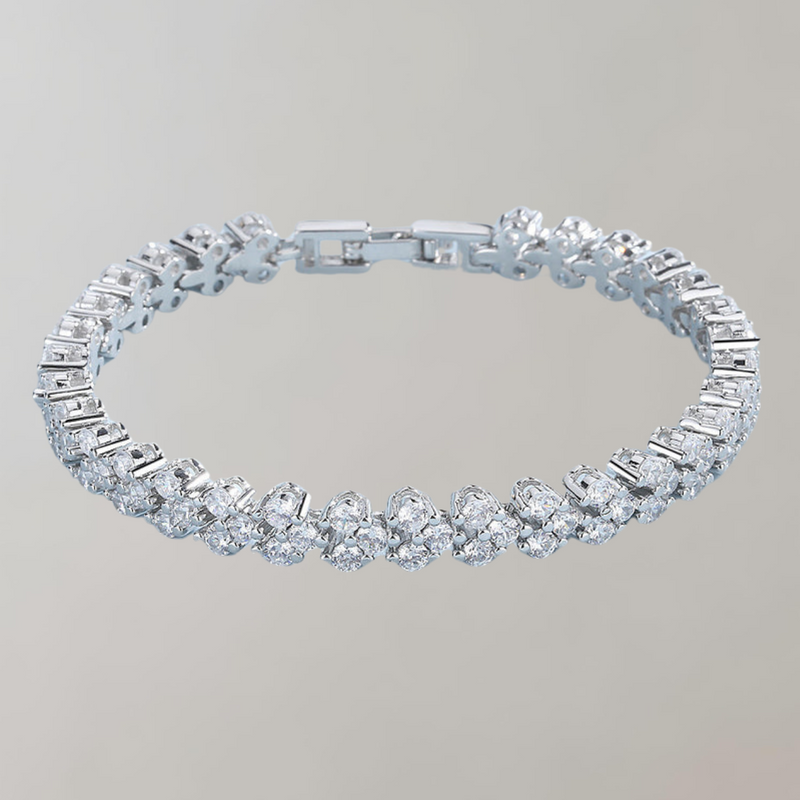 Katherine - funkelndes Tennisarmband mit Herz-Zirkonia-Steinen | glamouröse Armbänder Frauen