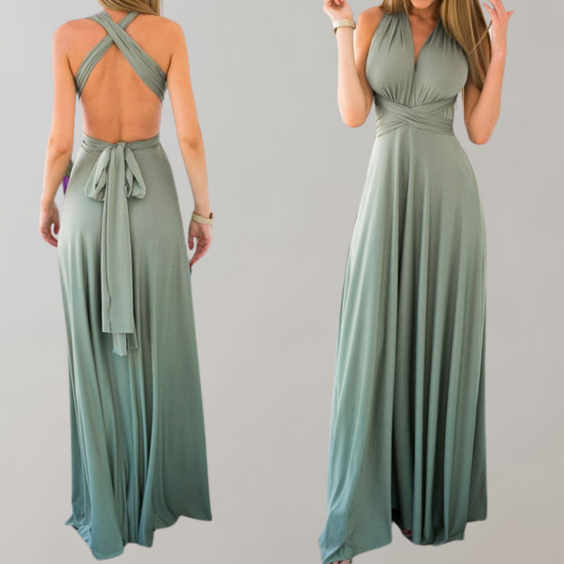 Maja - Neckholder-Kleid für Damen | Maxikleid mit überkreuztem Rücken