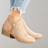 Bequeme Damen Wildleder-Stiefeletten mit Reißverschluss – Flache Herbst-/Winterstiefel in mehreren Farben