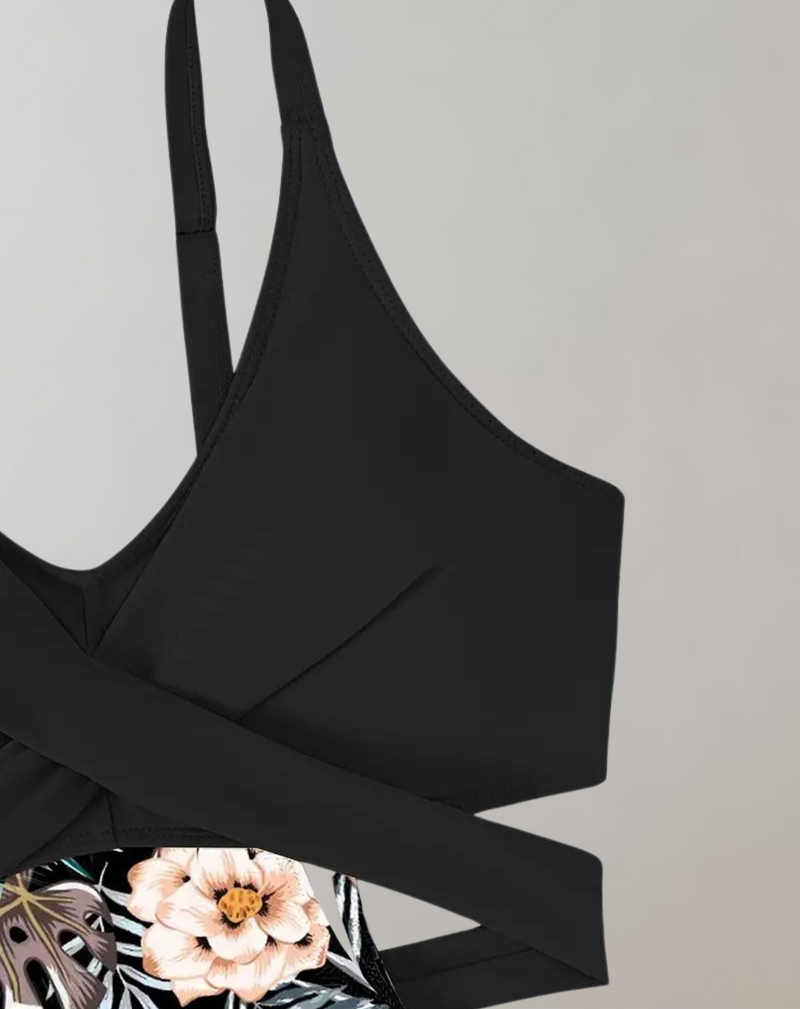 Palmer - Einteiliger Badeanzug mit Cut-Outs | Badeanzug mit lebendigem Blumendruck und tropischen Motiven