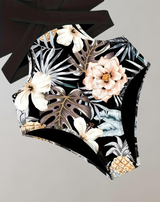 Palmer - Einteiliger Badeanzug mit Cut-Outs | Badeanzug mit lebendigem Blumendruck und tropischen Motiven