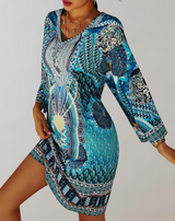 Grid - böhmisches Tunika-Kleid für Damen | Mix aus Drucken und Mustern Casual Dress