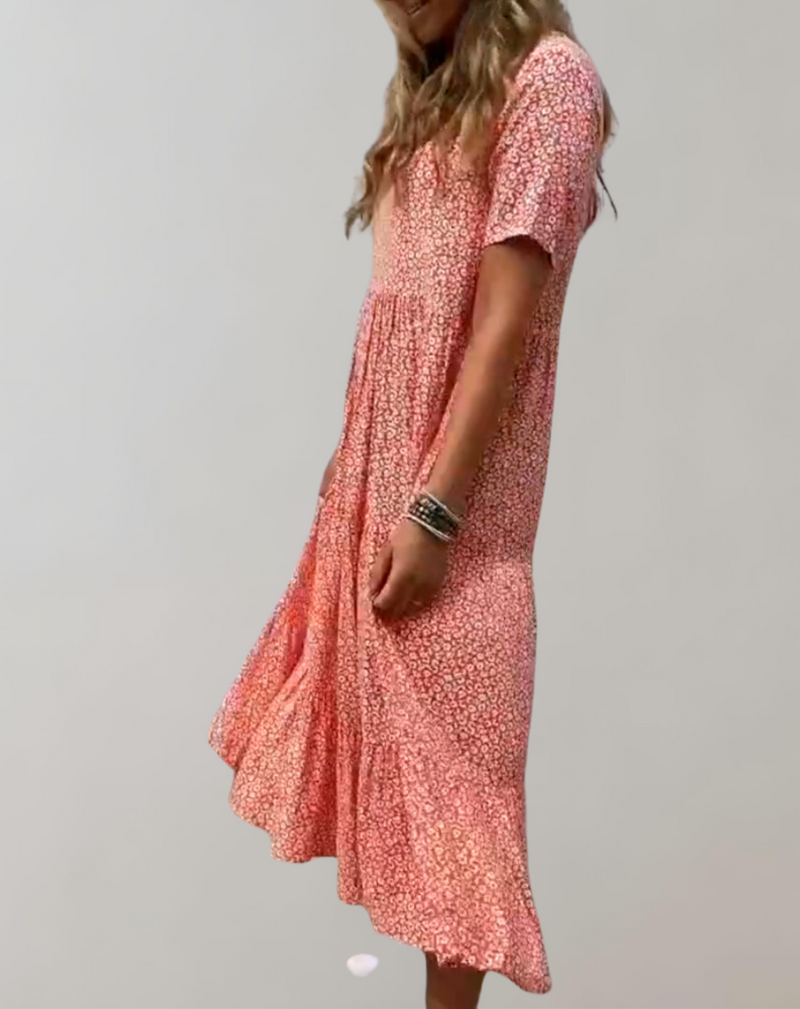Korry - Lässiges, kurzärmliges Midikleid mit Blumenmuster | fließendes Kleid für Damen