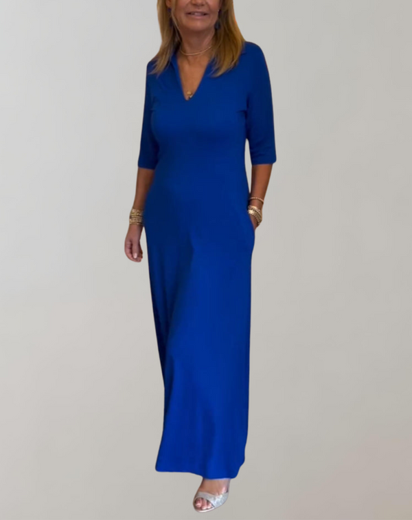 Caroline - Blaues Hemdblusenkleid für Damen | Zeitlos Abendkleid Damen