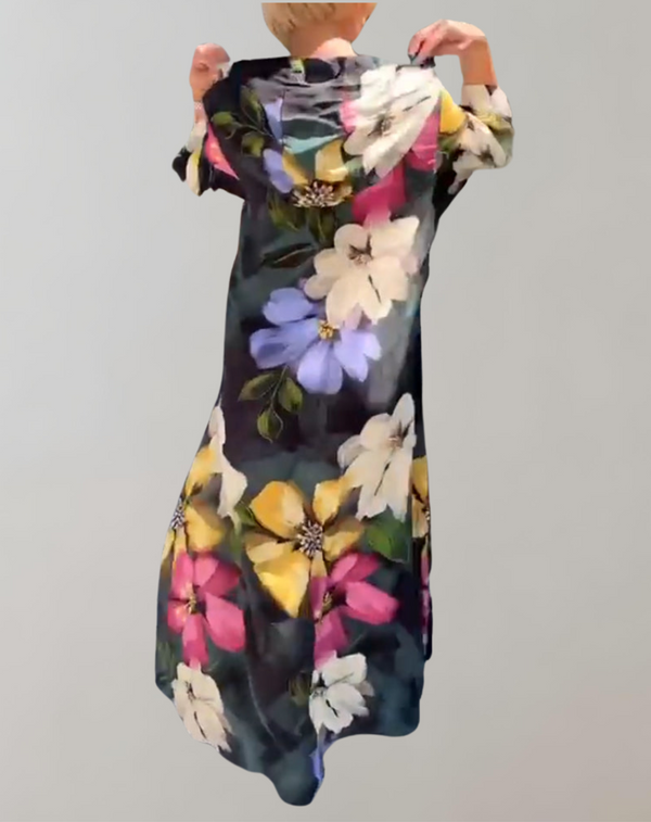 Charlotte - Bedrucktes Maxikleid mit Blumenmuster | Buntes Kleid für Damen
