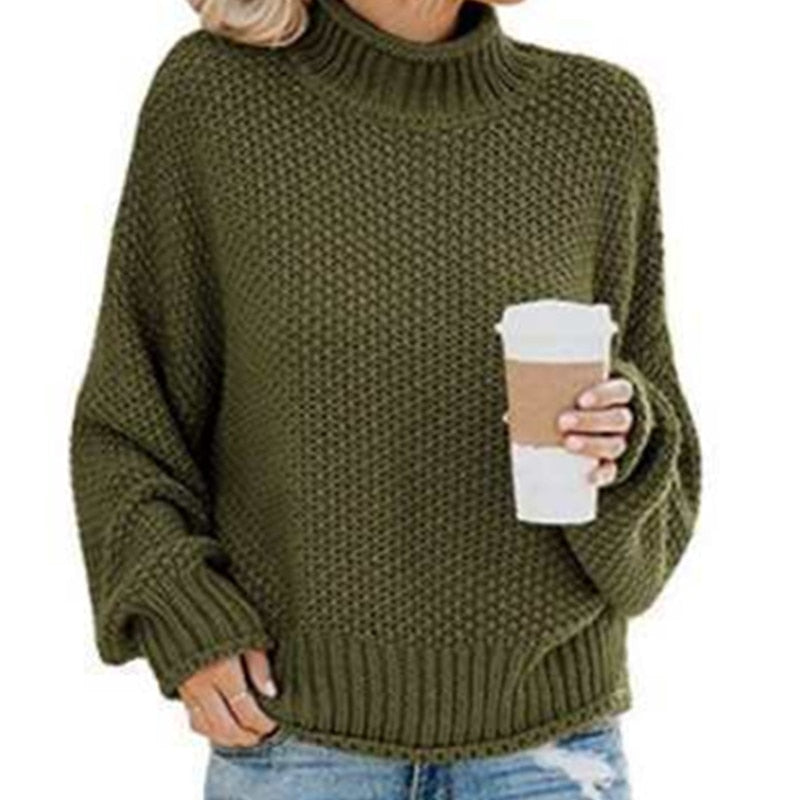 Kuscheliger Damen Strickpullover – Lockerer Rollkragenpullover für Herbst und Winter, ideal für lässige Freizeitlooks