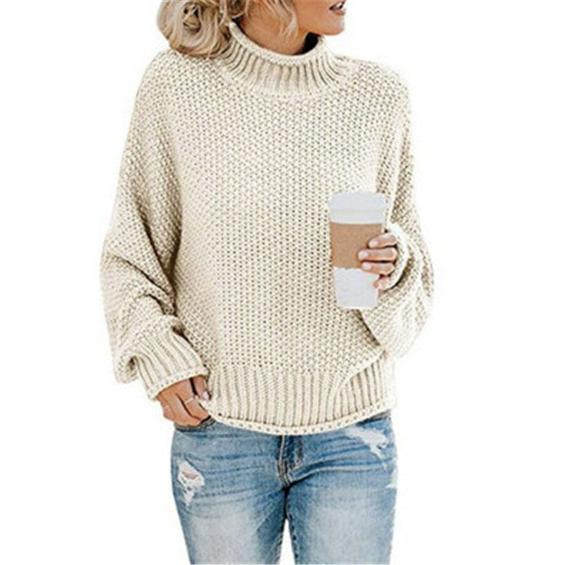 Kuscheliger Damen Strickpullover – Lockerer Rollkragenpullover für Herbst und Winter, ideal für lässige Freizeitlooks